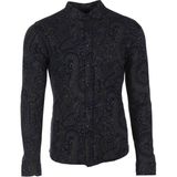 Ar-ma Erkek Gömlek Şal Desenli Düğme Kapamali Uzun Kollu Cepsiz Gömlek Regular Fit Tek Toplama Licrali Pike K8GKO1050 - Indigo