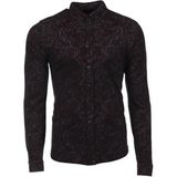 Ar-ma Erkek Gömlek Şal Desenli Düğme Kapamali Uzun Kollu Cepsiz Gömlek Regular Fit Tek Toplama Licrali Pike K8GKO1051 - Bordo - XL