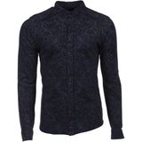 Ar-ma Erkek Gömlek Şal Desenli Düğme Kapamali Uzun Kollu Cepsiz Gömlek Regular Fit Tek Toplama Licrali Pike K8GKO1051 - Mor - 2XL