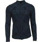 Ar-ma Erkek Gömlek Şal Desenli Düğme Kapamali Uzun Kollu Cepsiz Gömlek Regular Fit Tek Toplama Licrali Pike K8GKO1051 - Turkuaz - 2XL