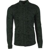 Ar-ma Erkek Gömlek Şal Desenli Düğme Kapamali Uzun Kollu Cepsiz Gömlek Regular Fit Tek Toplama Licrali Pike K8GKO1051 - Yeşil - 2XL