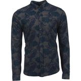 Ar-ma Erkek Gömlek Şal Desenli Düğme Kapamali Uzun Kollu Cepsiz Gömlek Regular Fit Tek Toplama Licrali Pike K8GKO1052 - Lacivert - XL