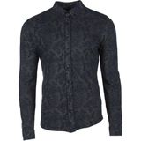 Ar-ma Erkek Gömlek Şal Desenli Düğme Kapamali Uzun Kollu Cepsiz Gömlek Regular Fit Tek Toplama Licrali Pike K8GKO1053 - Lacivert - 2XL