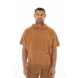 Ar-ma Erkek Kapşonlu Sweatshirt Basic Baskisiz Kanguru Cepli Kisa Kollu Örme Kumaş Oversize%95 Pamuk%5 Likra 30/2 Diagonal 2 İplik Y25254376501 Kahverengi-K3