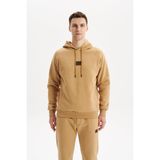 Ar-ma Erkek Kapşonlu Sweatshirt Basic Baskisiz Kapşonlu Yandan Fermuar Cepli Örme Kumaş Regular Fit%70 Pamuk%30 Polyester 30/1 Şardonlu Üç İplik K30254628602 Kahverengi-K5