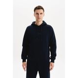 Ar-ma Erkek Kapşonlu Sweatshirt Basic Baskisiz Kapşonlu Yandan Fermuar Cepli Örme Kumaş Regular Fit%70 Pamuk%30 Polyester 30/1 Şardonlu Üç İplik K30254628602 Lacivert-L1