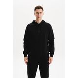 Ar-ma Erkek Kapşonlu Sweatshirt Basic Baskisiz Kapşonlu Yandan Fermuar Cepli Örme Kumaş Regular Fit%70 Pamuk%30 Polyester 30/1 Şardonlu Üç İplik K30254628602 Siyah-S1