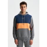 Ar-ma Erkek Kapşonlu Sweatshirt Baskisiz Kanguru Cepli Örme Kumaş Regular Fit%70 Pamuk%30 Polyester 30/1 Şardonlu Üç İplik K28254628101 Gri-G1