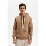 Ar-ma Erkek Kapşonlu Sweatshirt Baskisiz Kanguru Cepli Örme Kumaş Regular Fit%70 Pamuk%30 Polyester 30/1 Şardonlu Üç İplik K30254629002 Gri-Bej G8