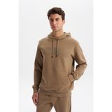 Ar-ma Erkek Kapşonlu Sweatshirt Baskisiz Kanguru Cepli Örme Kumaş Slim Fit%80 Pamuk%14 Polyester%6 Elastan Scuba İnterlok K30254685202 Gri-Bej G8