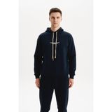 Ar-ma Erkek Kapşonlu Sweatshirt Yazi Baskili Cepsiz Örme Kumaş Regular Fit%70 Pamuk%30 Polyester 30/1 Şardonlu Üç İplik K30254628802 Lacivert-L1