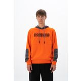 Ar-ma Erkek Kapşonlu Sweatshirt Yazi Baskili Cepsiz Örme Kumaş Regular Fit%90 Pamuk%10 Polyester Diagonal Üç İplik K26254926101 Turuncu-T1