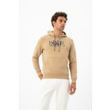 Ar-ma Erkek Kapşonlu Sweatshirt Yazi Baskili Kanguru Cepli Örme Kumaş Büyük Beden%70 Pamuk%30 Polyester 30/1 Şardonlu Üç İplik K24254884301 Bej-B2
