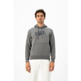 Ar-ma Erkek Kapşonlu Sweatshirt Yazi Baskili Kanguru Cepli Örme Kumaş Büyük Beden%70 Pamuk%30 Polyester 30/1 Şardonlu Üç İplik K24254884301 Gri-G1