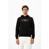 Ar-ma Erkek Kapşonlu Sweatshirt Yazi Baskili Kanguru Cepli Örme Kumaş Büyük Beden%70 Pamuk%30 Polyester 30/1 Şardonlu Üç İplik K24254884301 Siyah-S1