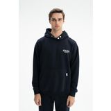 Ar-ma Erkek Kapşonlu Sweatshirt Yazi Baskili Kanguru Cepli Örme Kumaş Oversize%75 Pamuk%25 Polyester 30/1 3 İplik Şardonsuz K26254626201 Lacivert-L1