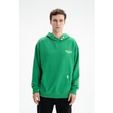 Ar-ma Erkek Kapşonlu Sweatshirt Yazi Baskili Kanguru Cepli Örme Kumaş Oversize%75 Pamuk%25 Polyester 30/1 3 İplik Şardonsuz K26254626201 Yeşil-Y1
