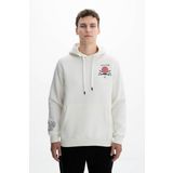 Ar-ma Erkek Kapşonlu Sweatshirt Yazi Baskili Kanguru Cepli Örme Kumaş Regular Fit%70 Pamuk%30 Polyester 30/1 Şardonlu Üç İplik K26254625001 Ekru-E1