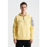 Ar-ma Erkek Kapşonlu Sweatshirt Yazi Baskili Kanguru Cepli Örme Kumaş Regular Fit%70 Pamuk%30 Polyester 30/1 Şardonlu Üç İplik K28254627301 Sarı-S1