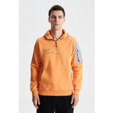 Ar-ma Erkek Kapşonlu Sweatshirt Yazi Baskili Kanguru Cepli Örme Kumaş Regular Fit%70 Pamuk%30 Polyester 30/1 Şardonlu Üç İplik K28254627301 Turuncu-T1