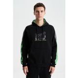 Ar-ma Erkek Kapşonlu Sweatshirt Yazi Baskili Kanguru Cepli Örme Kumaş Regular Fit%70 Pamuk%30 Polyester 30/1 Şardonlu Üç İplik K28254627701 Siyah-S1