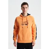 Ar-ma Erkek Kapşonlu Sweatshirt Yazi Baskili Kanguru Cepli Örme Kumaş Regular Fit%70 Pamuk%30 Polyester 30/1 Şardonlu Üç İplik K28254627701 Turuncu-T1