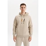 Ar-ma Erkek Kapşonlu Sweatshirt Yazi Baskili Kanguru Cepli Örme Kumaş Regular Fit%70 Pamuk%30 Polyester 30/1 Şardonlu Üç İplik K30254628502 Bej-B1