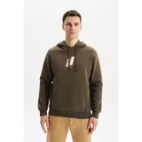 Ar-ma Erkek Kapşonlu Sweatshirt Yazi Baskili Kanguru Cepli Örme Kumaş Regular Fit%70 Pamuk%30 Polyester 30/1 Şardonlu Üç İplik K30254628502 Haki-H1