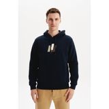 Ar-ma Erkek Kapşonlu Sweatshirt Yazi Baskili Kanguru Cepli Örme Kumaş Regular Fit%70 Pamuk%30 Polyester 30/1 Şardonlu Üç İplik K30254628502 Lacivert-L1