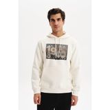 Ar-ma Erkek Kapşonlu Sweatshirt Yazi Baskili Kanguru Cepli Örme Kumaş Regular Fit%70 Pamuk%30 Polyester 30/1 Şardonlu Üç İplik K30254628702 Ekru-E1