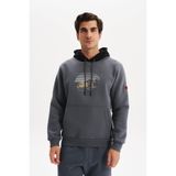 Ar-ma Erkek Kapşonlu Sweatshirt Yazi Baskili Kanguru Cepli Örme Kumaş Regular Fit%70 Pamuk%30 Polyester 30/1 Şardonlu Üç İplik K30254628902 Gri-G3