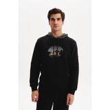 Ar-ma Erkek Kapşonlu Sweatshirt Yazi Baskili Kanguru Cepli Örme Kumaş Regular Fit%70 Pamuk%30 Polyester 30/1 Şardonlu Üç İplik K30254628902 Siyah-S1