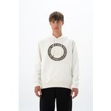 Ar-ma Erkek Kapşonlu Sweatshirt Yazi Baskili Kanguru Cepli Örme Kumaş Regular Fit%90 Pamuk%10 Polyester Diagonal Üç İplik K26254925901 Ekru-E1