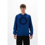 Ar-ma Erkek Kapşonlu Sweatshirt Yazi Baskili Kanguru Cepli Örme Kumaş Regular Fit%90 Pamuk%10 Polyester Diagonal Üç İplik K26254925901 Saks Mavisi-SM1