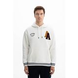 Ar-ma Erkek Kapşonlu Sweatshirt Yazi Baskili Kanguru Cepli Örme Kumaş Relax Fit%70 Pamuk%30 Polyester 30/1 Şardonlu Üç İplik K26254625601 Ekru-E1
