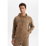 Ar-ma Erkek Kapşonlu Sweatshirt Yazi Baskili Kanguru Cepli Örme Kumaş Slim Fit%80 Pamuk%14 Polyester%6 Elastan Scuba İnterlok K30254685102 Gri-Bej G8