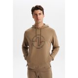 Ar-ma Erkek Kapşonlu Sweatshirt Yazi Baskili Yandan Fermuar Cepli Örme Kumaş Slim Fit%80 Pamuk%14 Polyester%6 Elastan Scuba İnterlok K30254685302 Gri-Bej G8