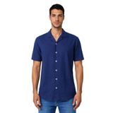 Ar-ma Erkek Keten Gömlek Basic Baskisiz Düğme Kapamali Cepsiz Kisa Kollu Gömlek Dokuma Kumaş Regular Fit%60 Pamuk%40 Keten Y31485118202 Lacivert-L1