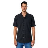 Ar-ma Erkek Keten Gömlek Basic Baskisiz Düğme Kapamali Cepsiz Kisa Kollu Gömlek Dokuma Kumaş Regular Fit%60 Pamuk%40 Keten Y31485118202 Siyah-S1