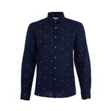 Ar-ma Erkek Keten Gömlek Baskisiz Basic Düğme Kapamali Cepsiz Uzun Kollu Gömlek Dokuma Kumaş Regular Fit% 65 Pamuk% 35 Keten Y21485115801 Lacivert-L1