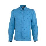 Ar-ma Erkek Keten Gömlek Baskisiz Basic Düğme Kapamali Cepsiz Uzun Kollu Gömlek Dokuma Kumaş Regular Fit% 65 Pamuk% 35 Keten Y21485115801 Turkuaz-T1