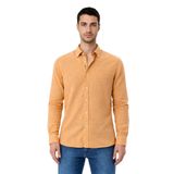 Ar-ma Erkek Keten Gömlek Baskisiz Basic Düğme Kapamali Cepsiz Uzun Kollu Gömlek Dokuma Kumaş Regular Fit%60 Pamuk%40 Keten Y31485118002 Turuncu-T1