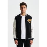Ar-ma Erkek Kolej Mont Sweatshirt Regular Fit Dik Yaka%70 Pamuk%30 Polyester Pamuklu Baskılı Cepli 3 İplik K28264650401 Siyah-S1