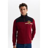 Ar-ma Erkek Mont Yazi Baskili Dik Yaka Yandan Fermuar Cepli Tam Fermuar Kapatmali Örme Kumaş Slim Fit%70 Pamuk%30 Polyester 30/1 Şardonlu Üç İplik K4MYO9378 Bordo-B1