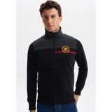 Ar-ma Erkek Mont Yazi Baskili Dik Yaka Yandan Fermuar Cepli Tam Fermuar Kapatmali Slim Fit Şardonlu Üç İplik K4MYO9378 - Bordo - 2XL