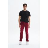 Ar-ma Erkek Pantalon Chino Baskisiz Basic Ön Ve Arka Cepli Pantolon Slim Fit Denim Chambre K9PPD0520 - Bordo - 31