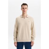 Ar-ma Erkek Polo Yaka Sweatshirt Basic Baskisiz Cepsiz Düğmesiz Örme Kumaş Regular Fit%65 Pamuk%35 Polyester 30/2 Karbon Firçali Selanik K30554698602 Bej-B1
