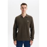 Ar-ma Erkek Polo Yaka Sweatshirt Basic Baskisiz Cepsiz Düğmesiz Örme Kumaş Regular Fit%65 Pamuk%35 Polyester 30/2 Karbon Firçali Selanik K30554698602 Haki-H1