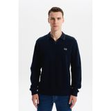 Ar-ma Erkek Polo Yaka Sweatshirt Basic Baskisiz Cepsiz Düğmesiz Örme Kumaş Regular Fit%65 Pamuk%35 Polyester 30/2 Karbon Firçali Selanik K30554698602 Lacivert-L1