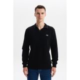 Ar-ma Erkek Polo Yaka Sweatshirt Basic Baskisiz Cepsiz Düğmesiz Örme Kumaş Regular Fit%65 Pamuk%35 Polyester 30/2 Karbon Firçali Selanik K30554698602 Siyah-S1